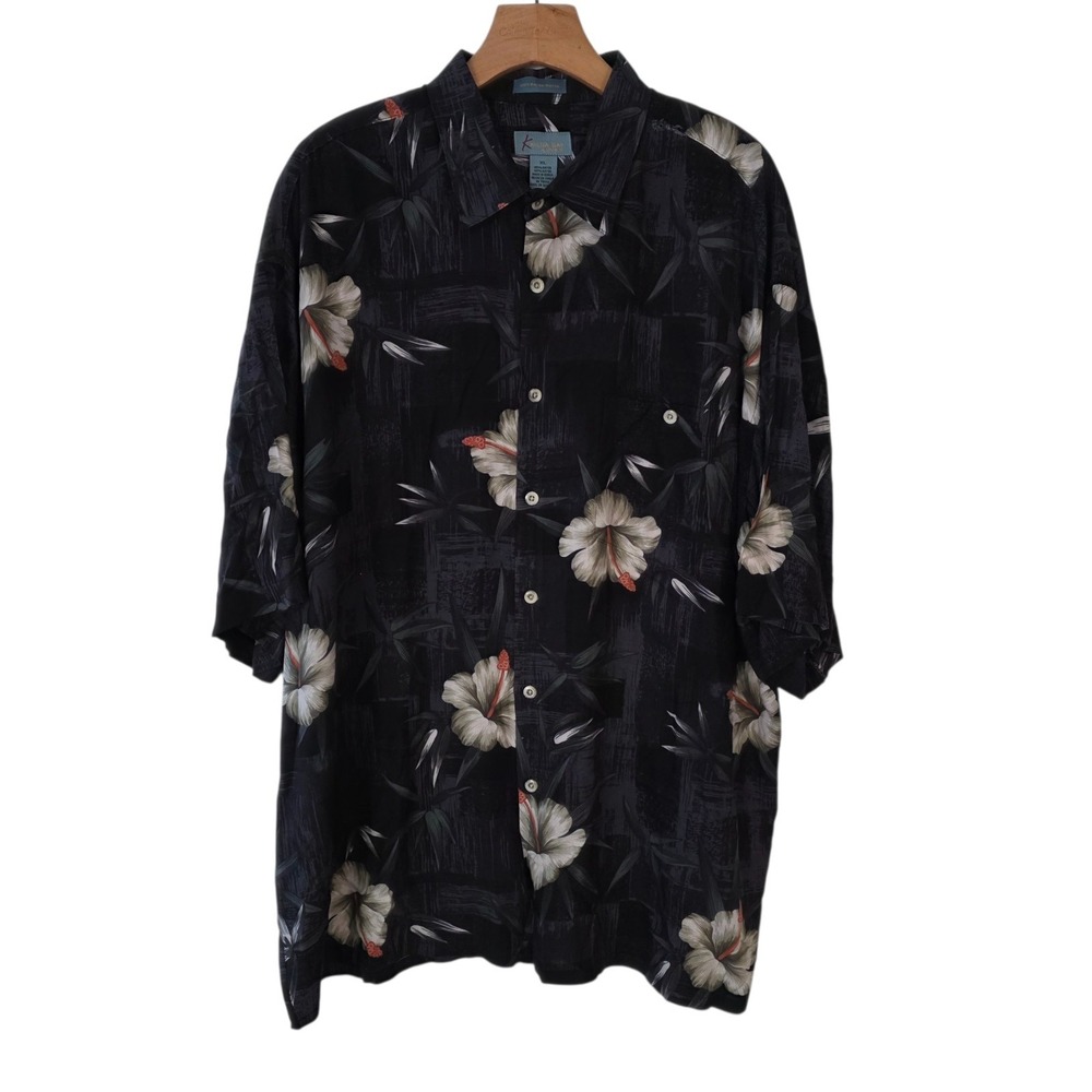 Kaylua Bay Hawaiian Shirt Rayon Button Up Floral Hibiscus Beach Cruise Mens XL